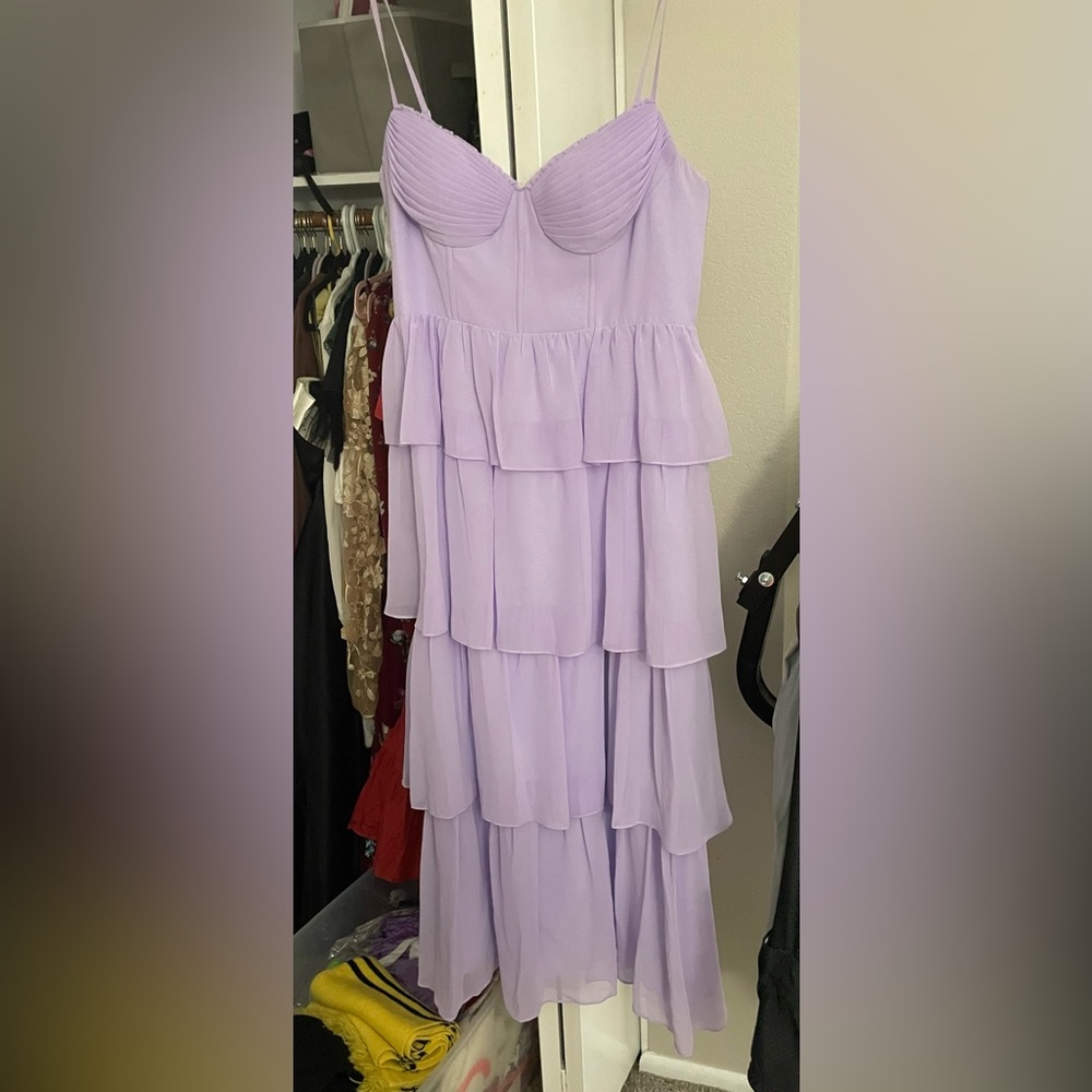 Azazie Lilac Pleated Bodice Maxi Dress